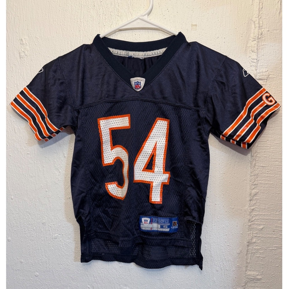 Reebok NFL Chicago Bears Brian Urlacher 54 Jersey Kids Small Navy Blue Orange